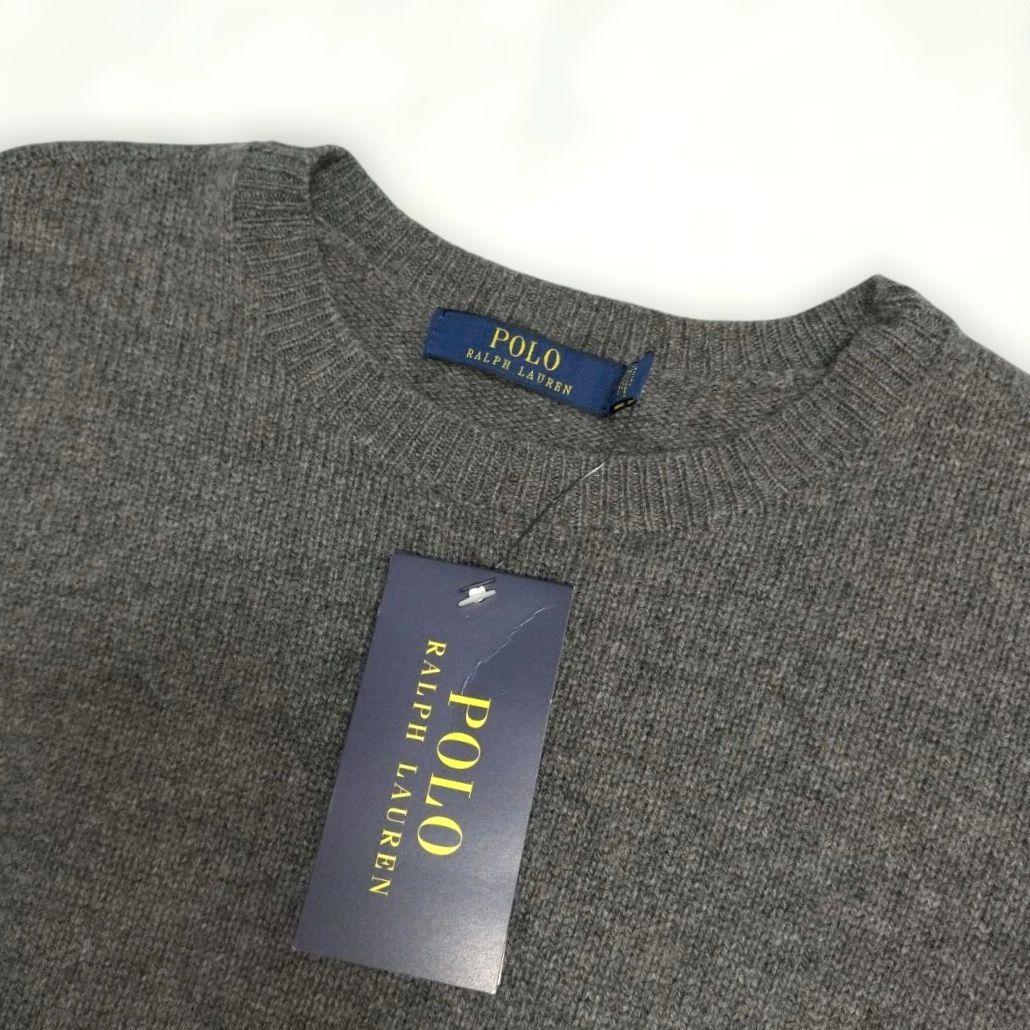 新品✨ポロラルフローレン ニットワンピース エルボーパッチ カシミヤ グレー S