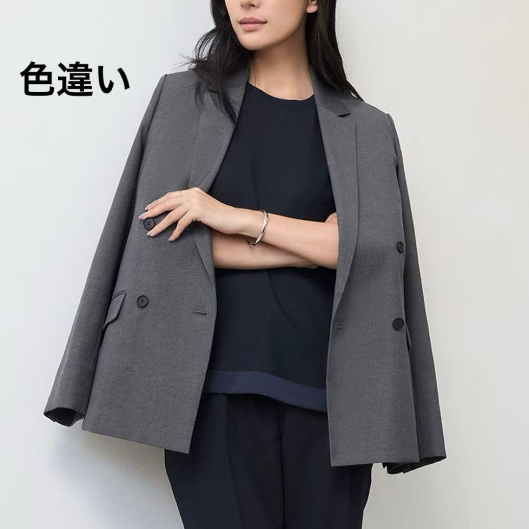 新品【iCB】リネン　ダブル　ブレスト　ジャケット　大きいサイズ　5L グレー