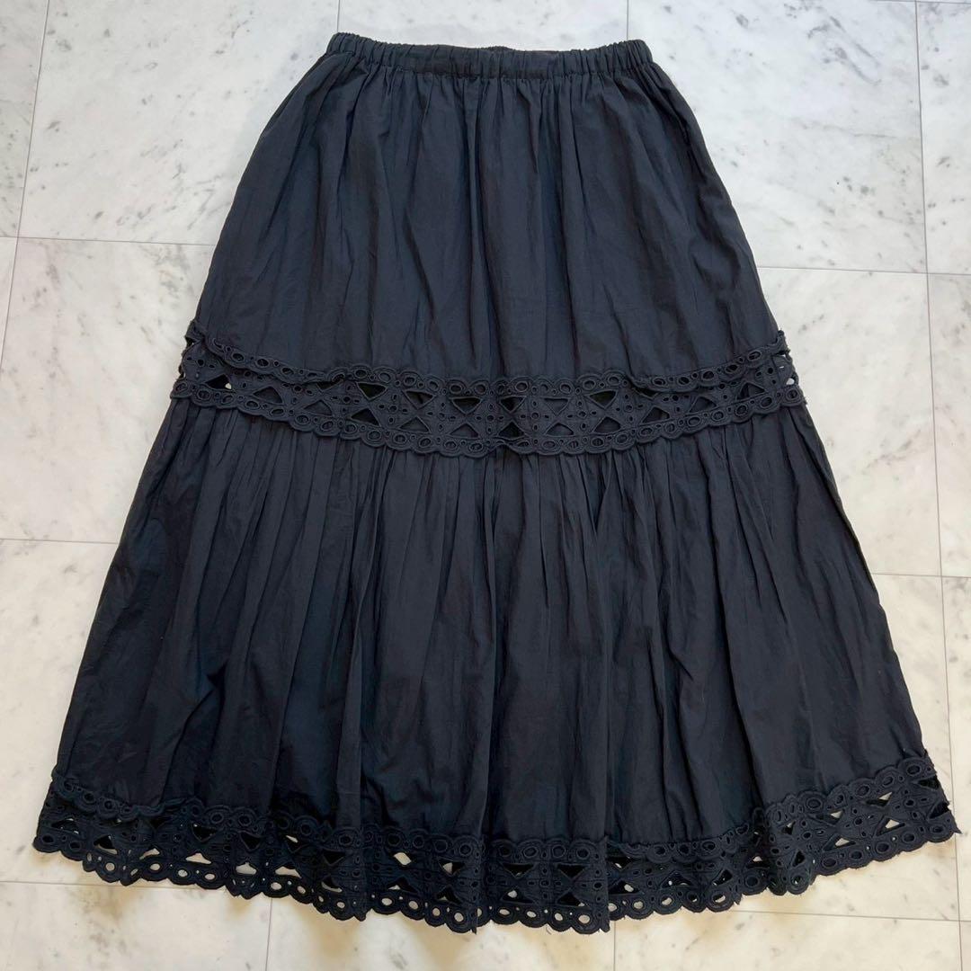 AAYUSHI×Cloth&Cross 2024 レースティアードスカート 黒