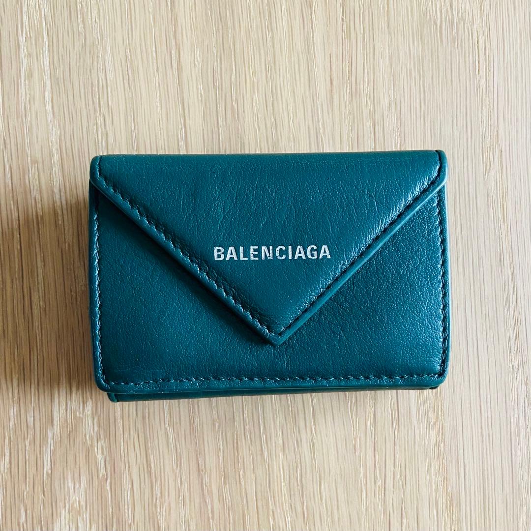 【ほぼ未使用】BALENCIAGA 三つ折り財布 ダークグリーン