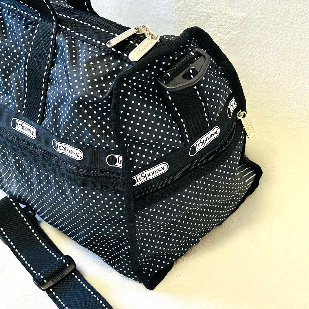 【極美品】レスポートサック ボストンバッグ 水玉　ドット柄　2way 大容量 黒