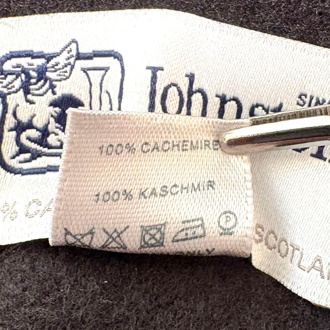【美品】Johnstons カシミヤ100% マフラー 黒 英国製