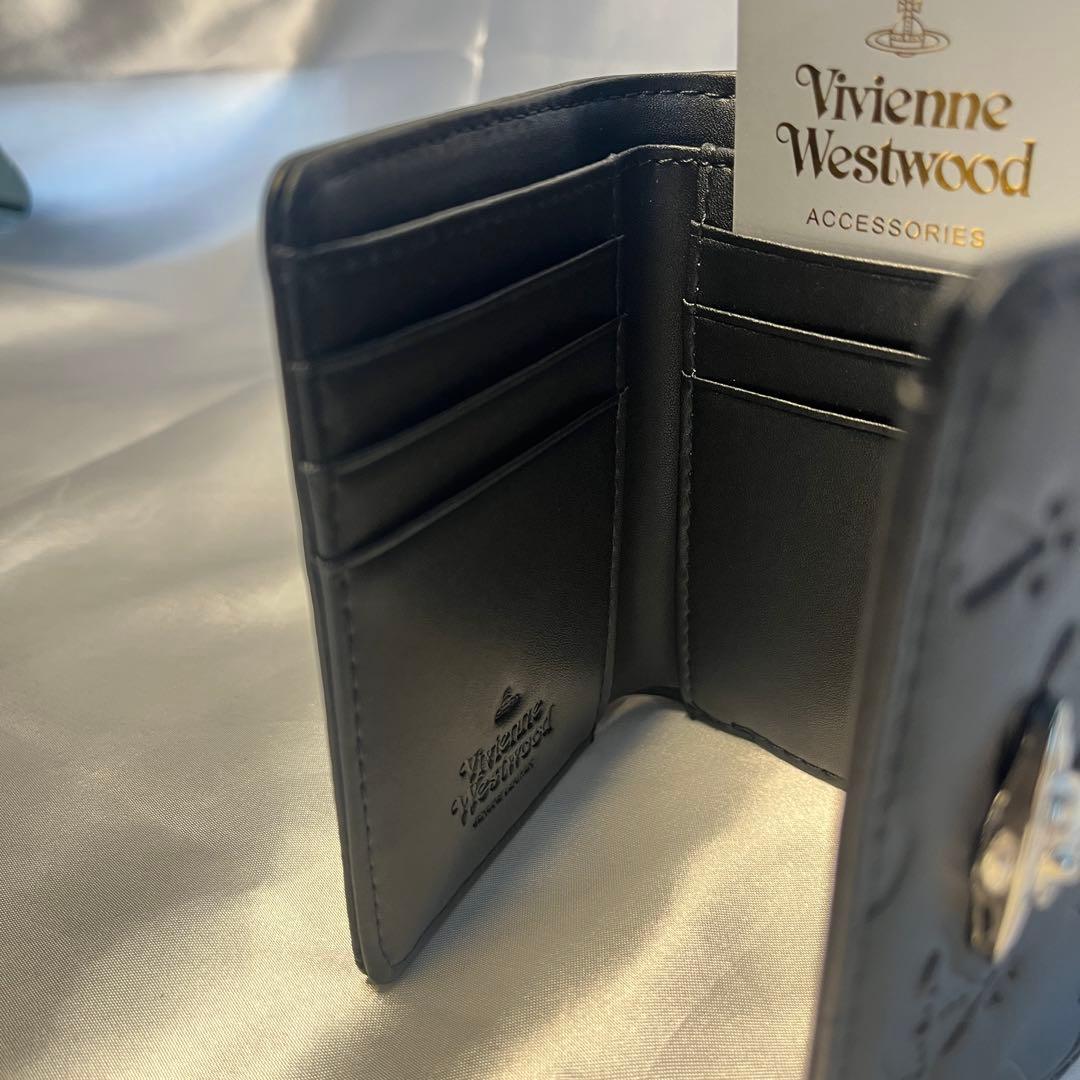 新品 Vivienne Westwood 黒ヴィヴィアン柄 三つ折り財布 大人気