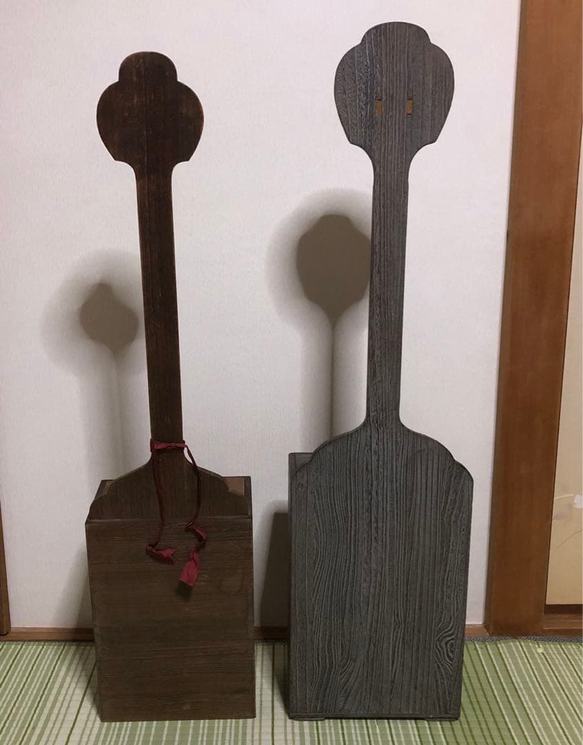 三味線　立て　スタンド　木製　箱　和楽器　弦楽器　保管　引き出し　蓋付き　2個