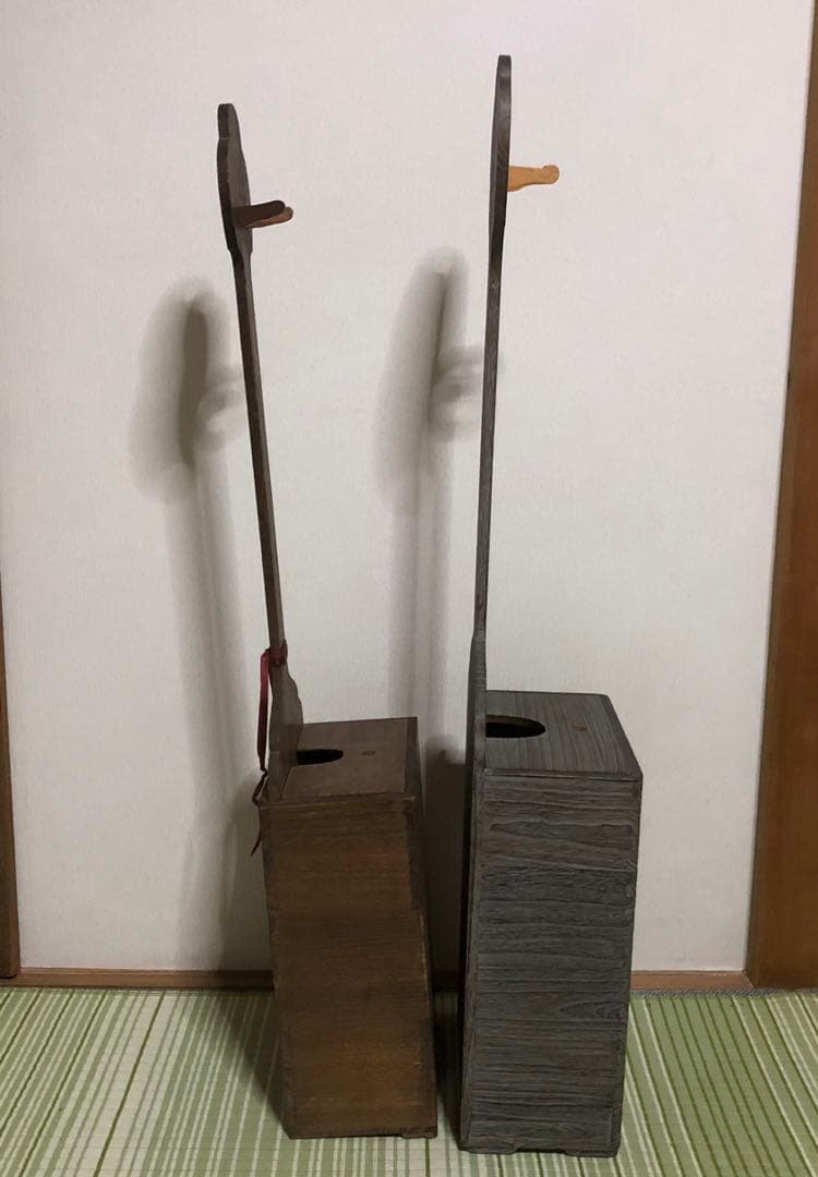 三味線　立て　スタンド　木製　箱　和楽器　弦楽器　保管　引き出し　蓋付き　2個
