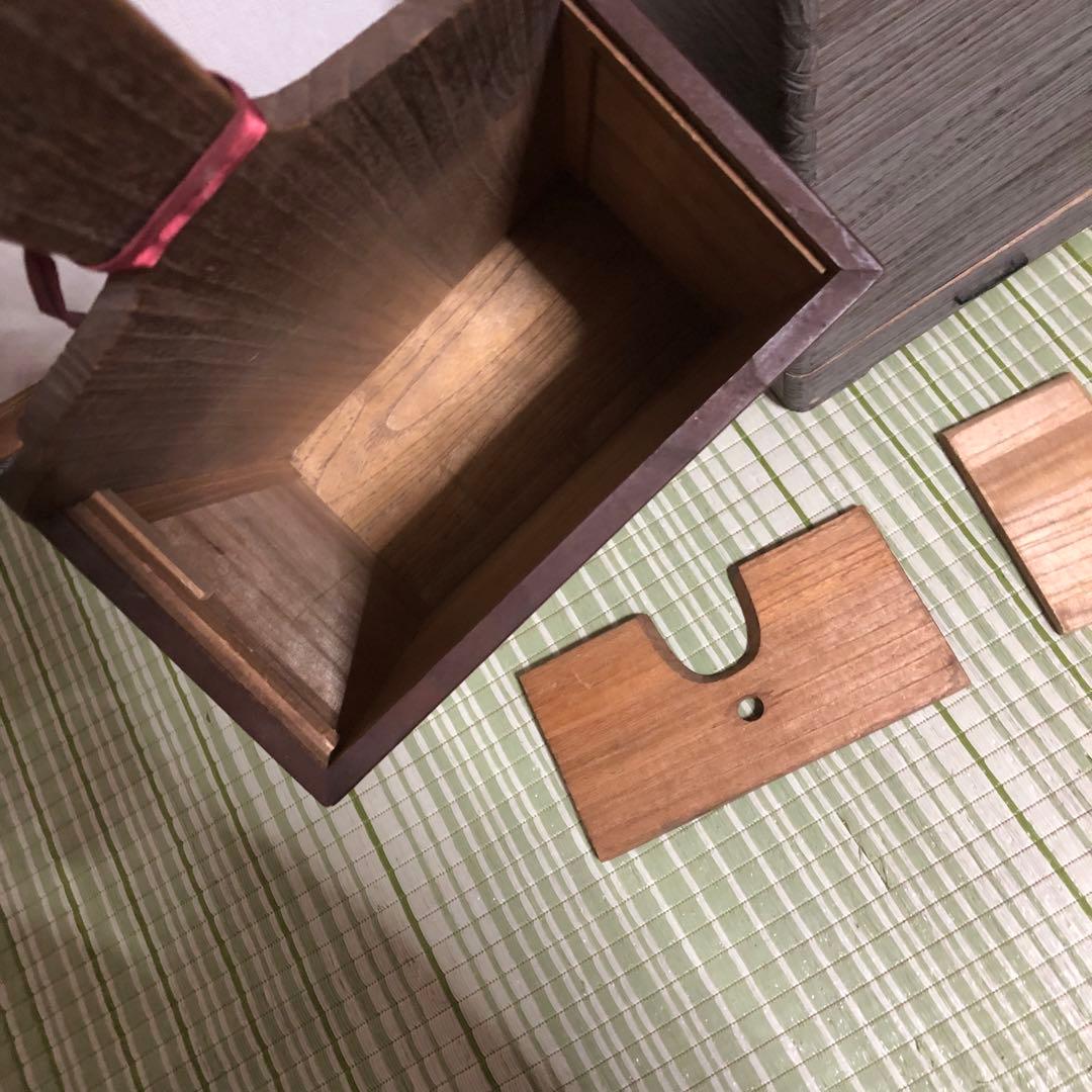 三味線　立て　スタンド　木製　箱　和楽器　弦楽器　保管　引き出し　蓋付き　2個