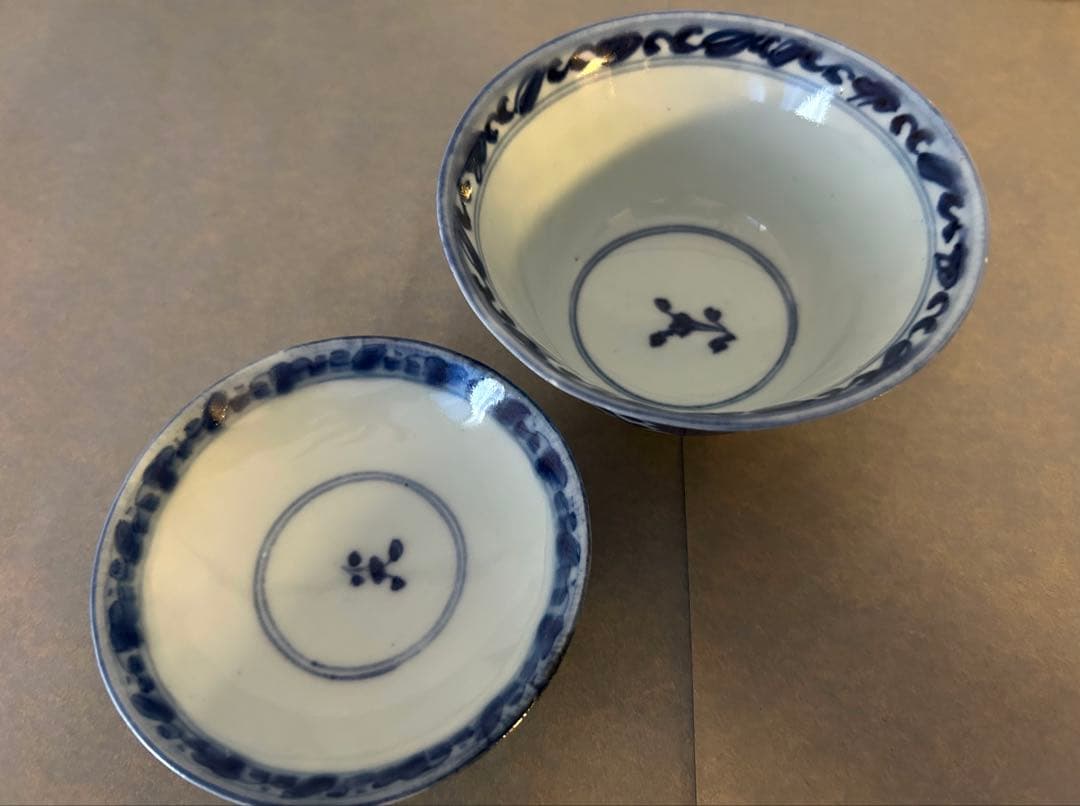 手書き 蓋碗　良質磁器 薄造り 中国美術 唐物 清朝 清代 青花 染付 中国茶器