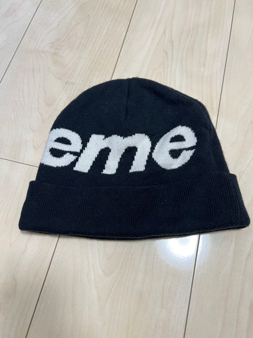 Supremeニット帽 ビックロゴ biglogoブラックFW24 ビーニー