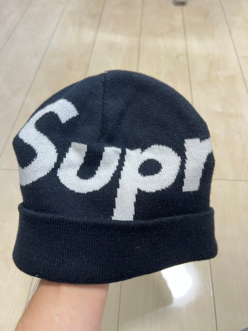 Supremeニット帽 ビックロゴ biglogoブラックFW24 ビーニー