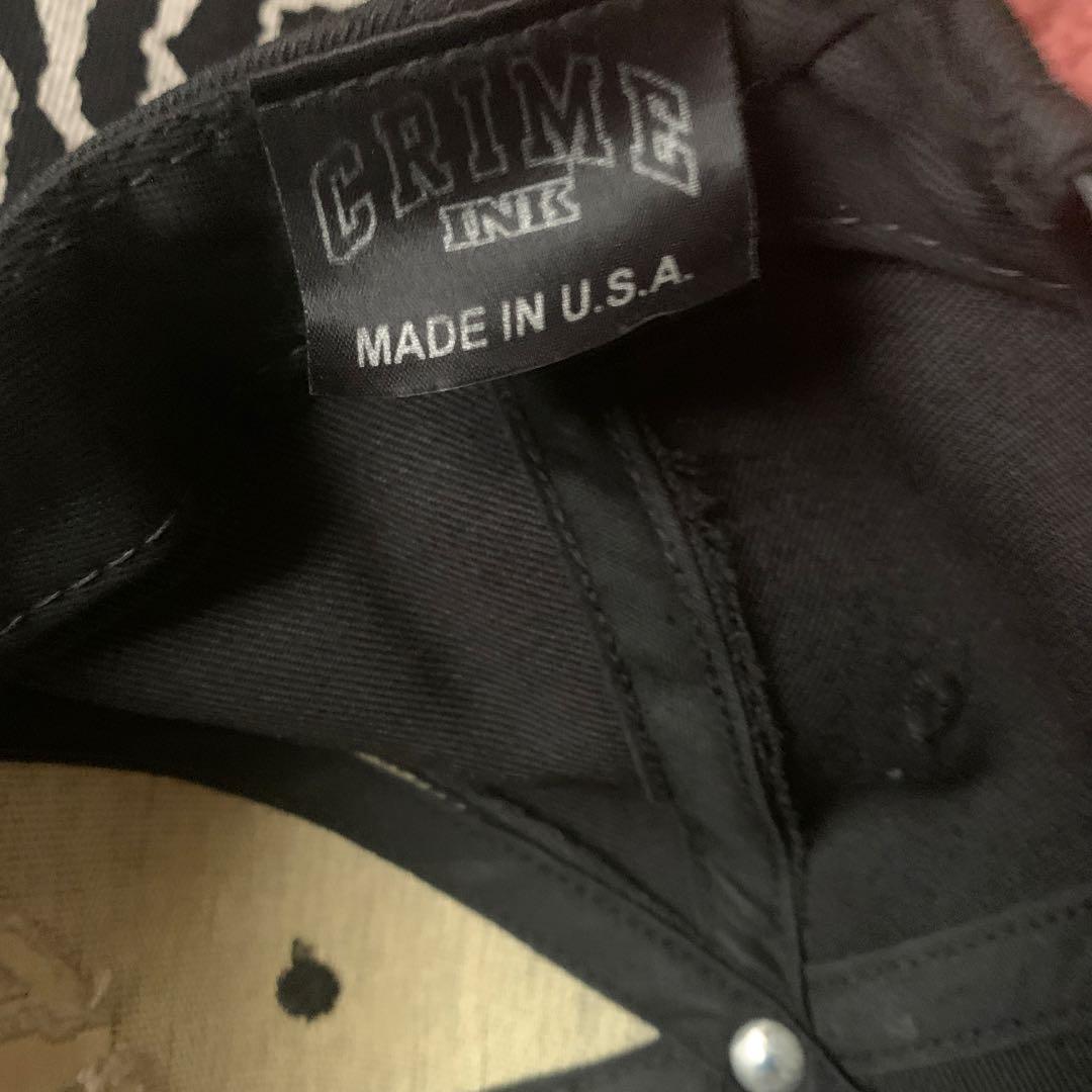 CRIME INC 刺繍ロゴ キャップ 黒　ヴィンテージ