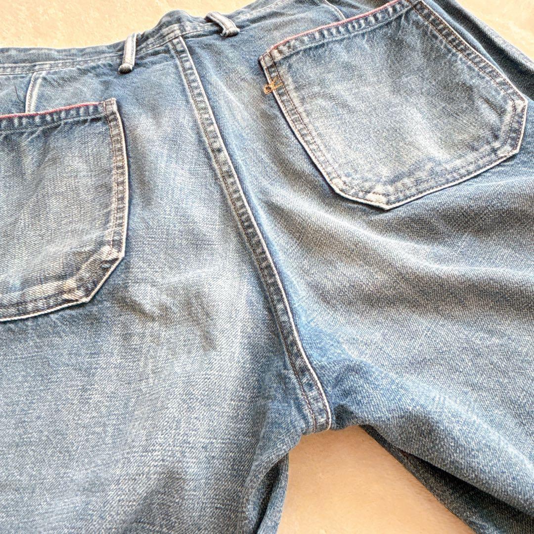 45R デニム ベイカーパンツ 日本製 藍染 ワイドパンツ size L相当