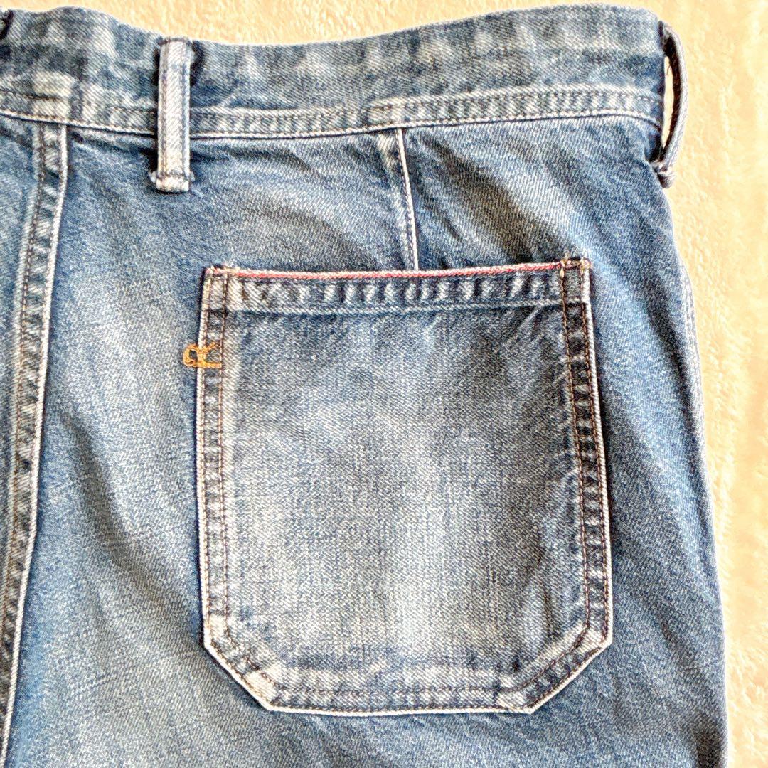 45R デニム ベイカーパンツ 日本製 藍染 ワイドパンツ size L相当