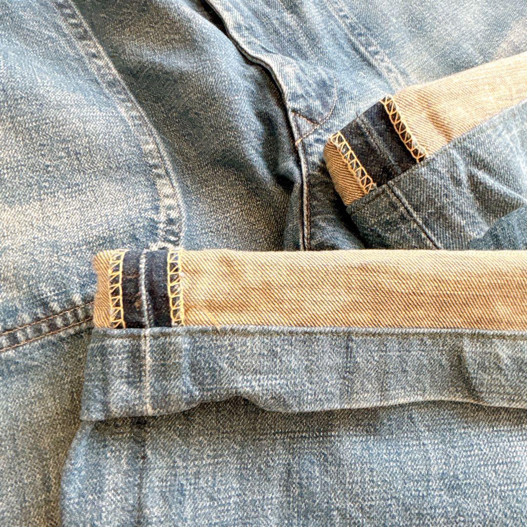 45R デニム ベイカーパンツ 日本製 藍染 ワイドパンツ size L相当