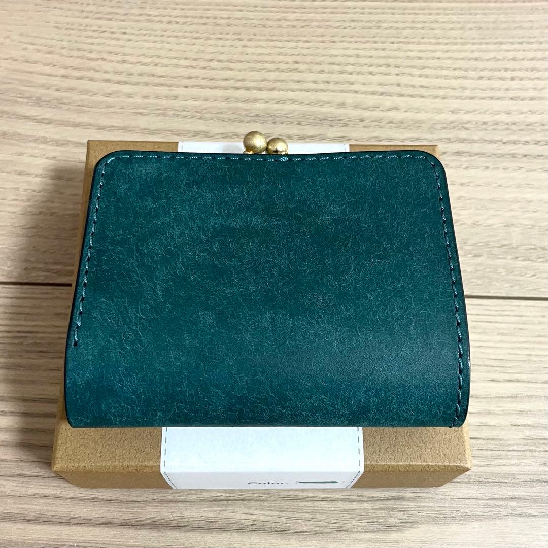 未使用/HANARE 財布　小さいがま口　ペトローリオ　イタリアンレザー