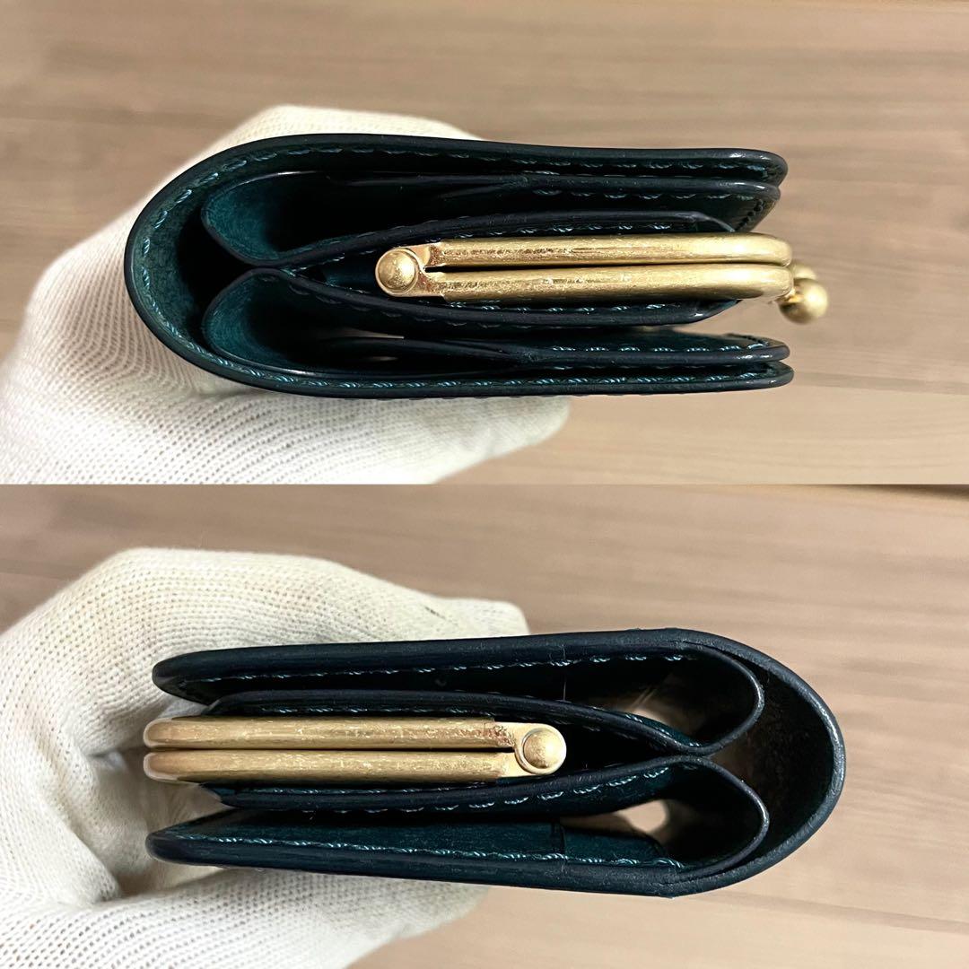 未使用/HANARE 財布　小さいがま口　ペトローリオ　イタリアンレザー