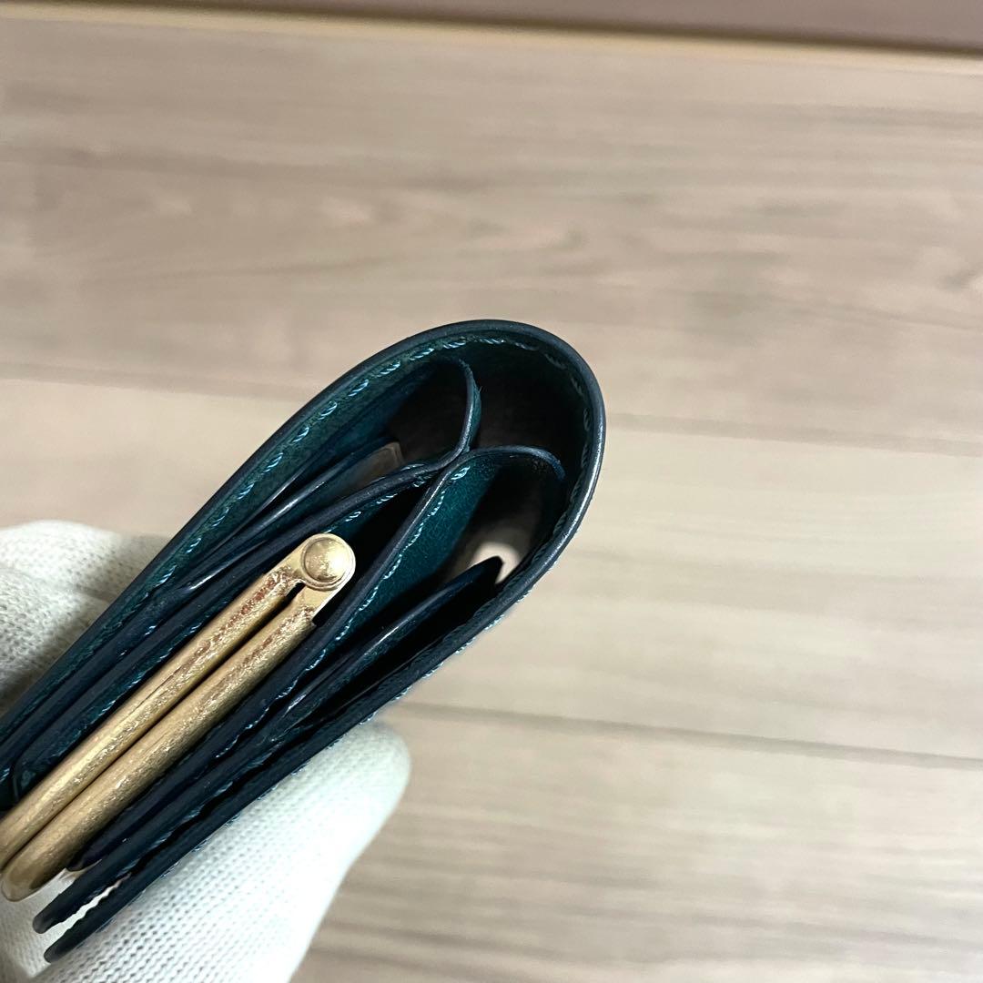未使用/HANARE 財布　小さいがま口　ペトローリオ　イタリアンレザー