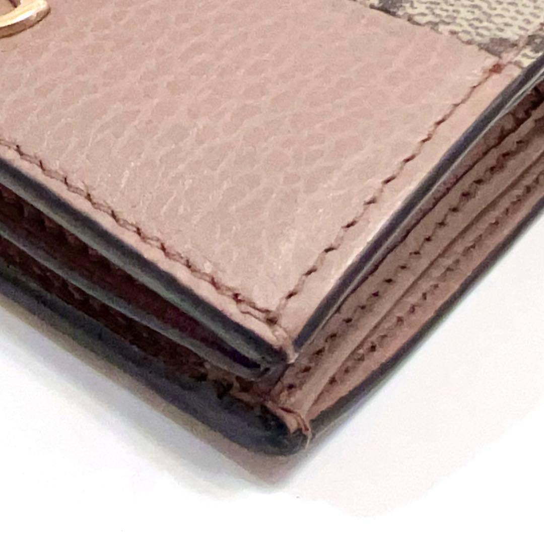 グッチ 折り財布 マーモント GG柄 スプリーム ゴールド金具 ピンクベージュ