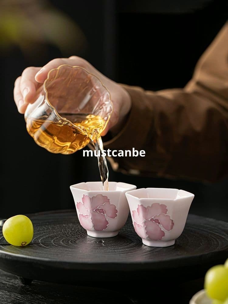 中国茶器 芙蓉花六角杯 湯呑み 飲茶食器 新品未使用