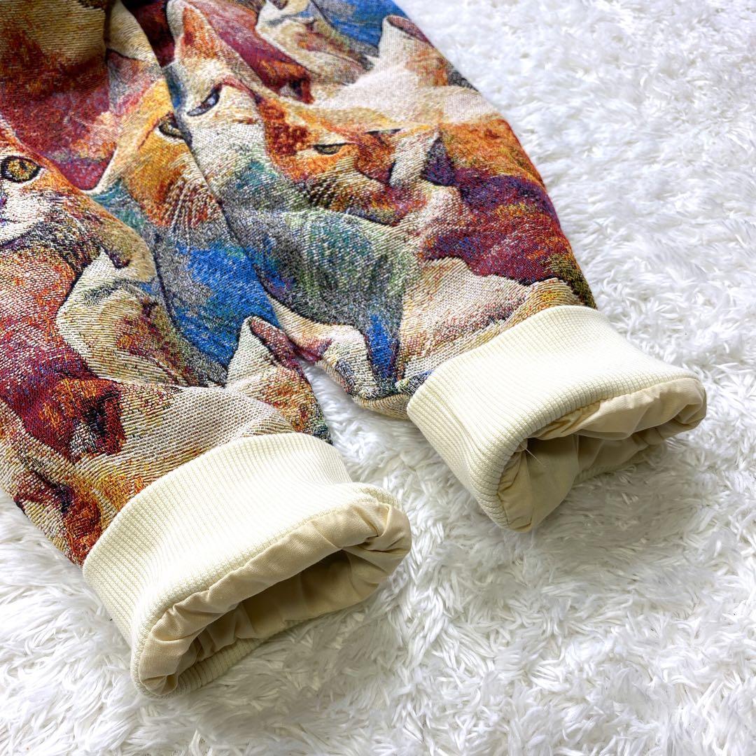 未使用 Revo. ゴブラン織 猫柄 ma-1 ブルゾン 総柄 カラフル 総柄