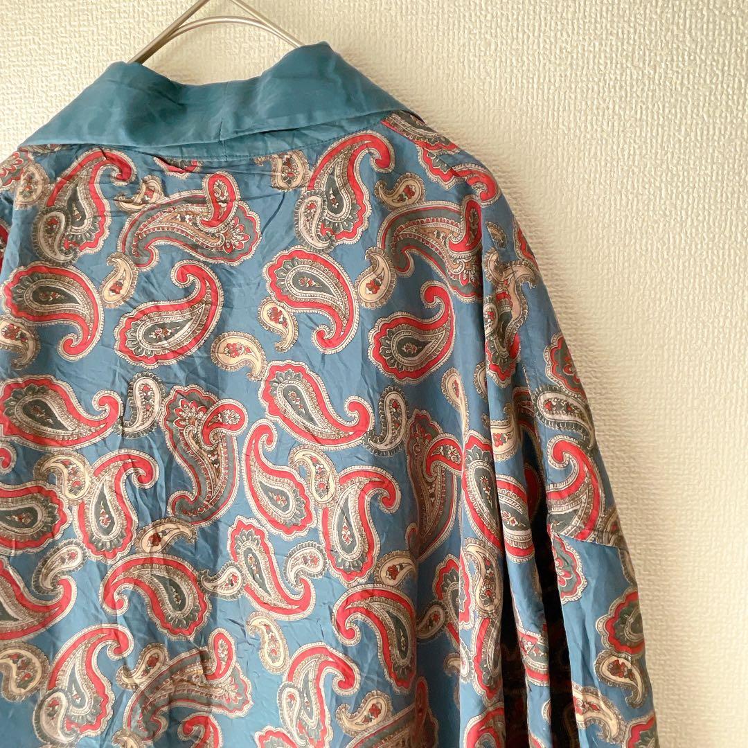 美品✨シルク100% ROBERT STOCK ペイズリー柄 ガウン L相当