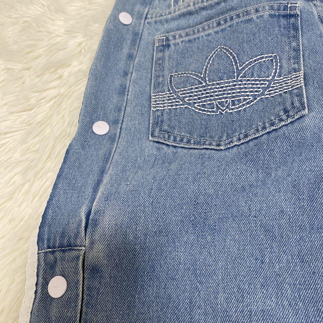 JENNIE着用 アディダス フィオルッチ ワイドデニムパンツ トレフォイル M