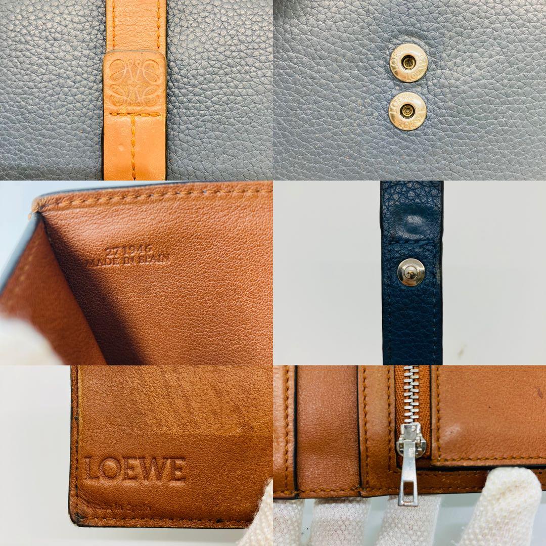 LOEWE ロエベ 二つ折り財布 バーティカルウォレット ネイビーA950