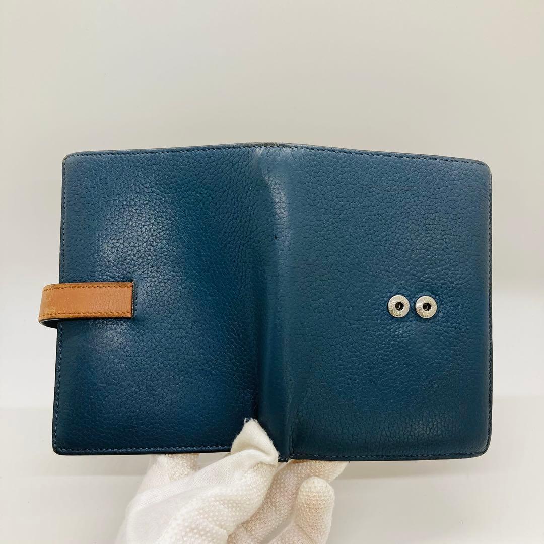 LOEWE ロエベ 二つ折り財布 バーティカルウォレット ネイビーA950