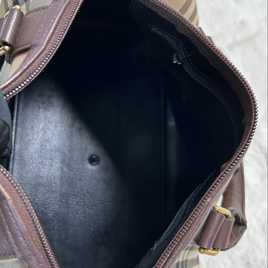 Vintage BURBERRY Boston bag ロゴプレート　チェック柄