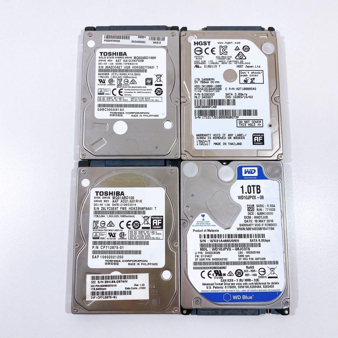 ノートパソコン用✨HDD 1TB✨2.5インチ✨厚さ9mm✨4枚セット