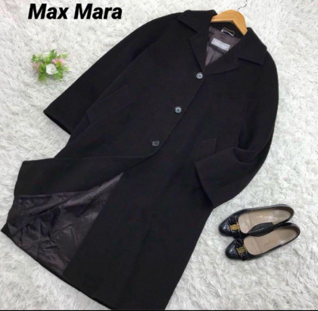 イタリア製 Max Mara マックスマーラ 白タグ ラムウールロングコート
