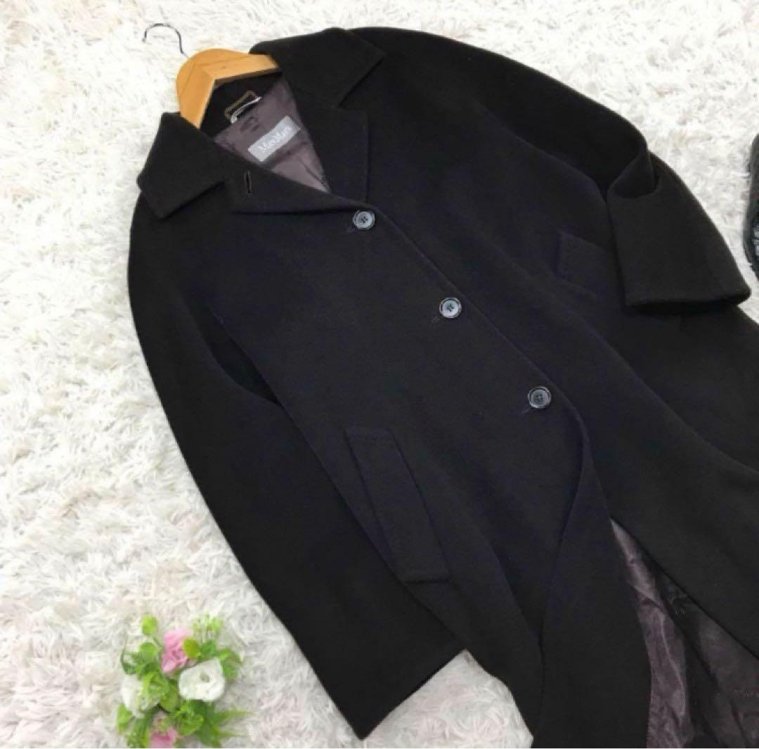 イタリア製 Max Mara マックスマーラ 白タグ ラムウールロングコート