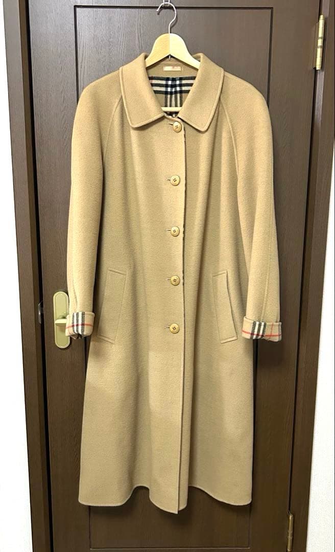 【最高級】バーバリー カシミヤ混 ロングコート　ノバチェック 15BR 　茶色