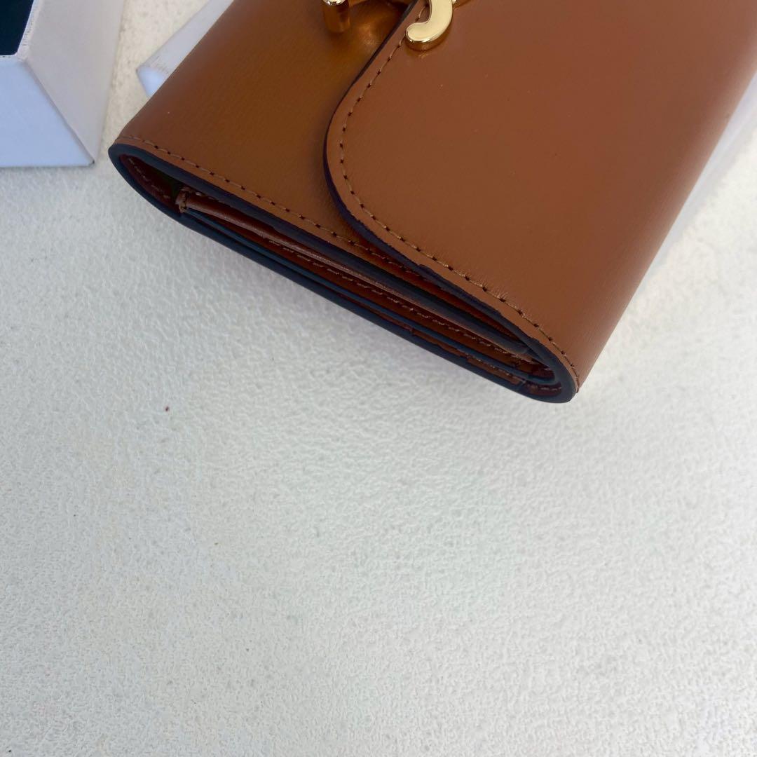 CELINE レザー 三つ折り財布 ブラウン