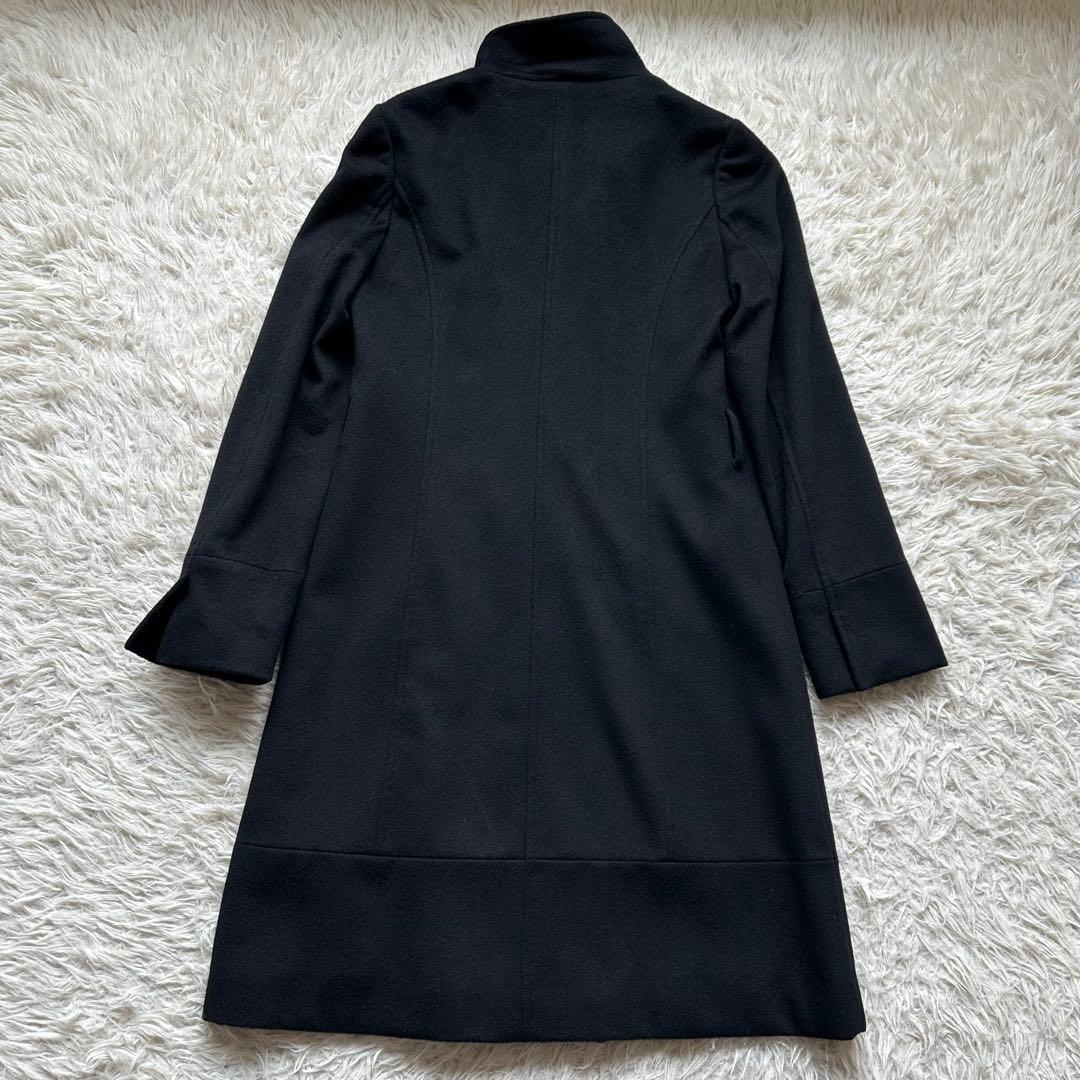 美品✨組曲　カシミヤ100%ロングコート　スタンドカラー　黒　ブラック　艶