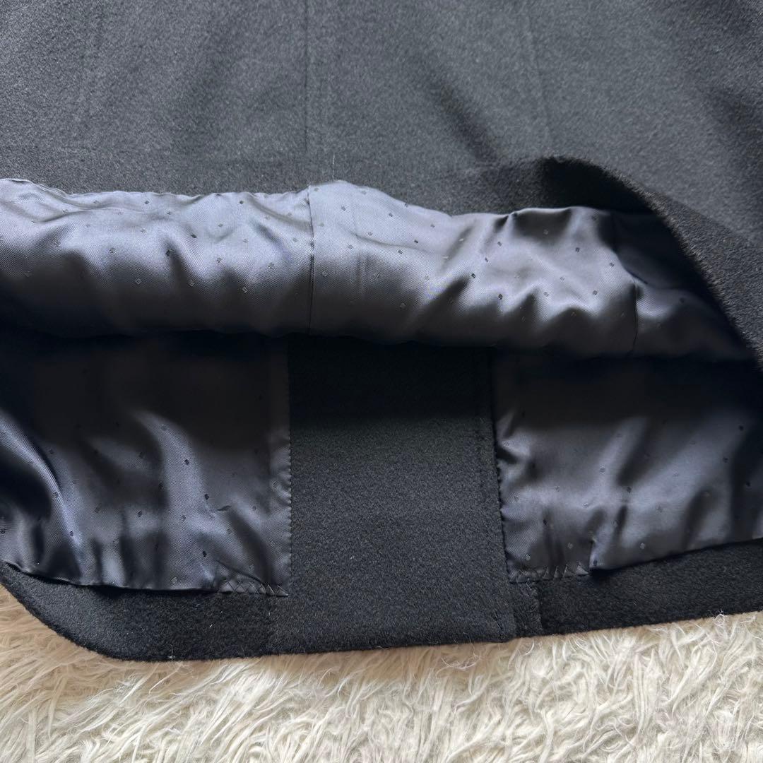 美品✨組曲　カシミヤ100%ロングコート　スタンドカラー　黒　ブラック　艶