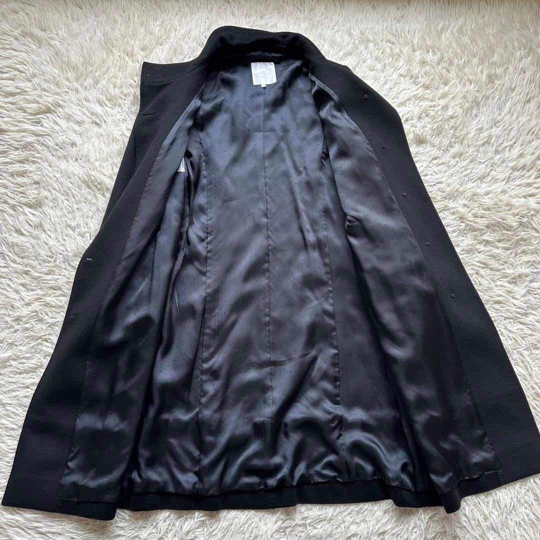美品✨組曲　カシミヤ100%ロングコート　スタンドカラー　黒　ブラック　艶