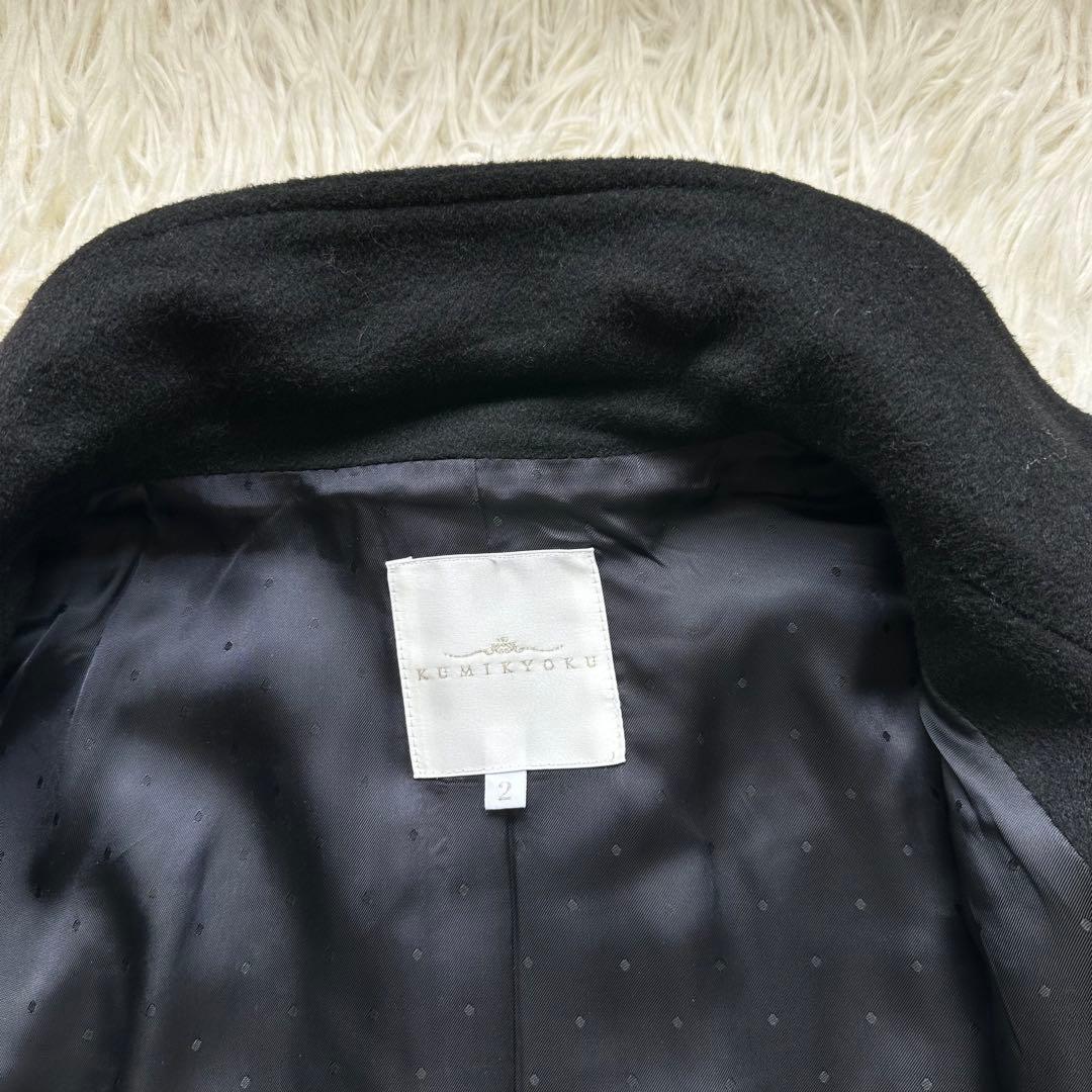 美品✨組曲　カシミヤ100%ロングコート　スタンドカラー　黒　ブラック　艶