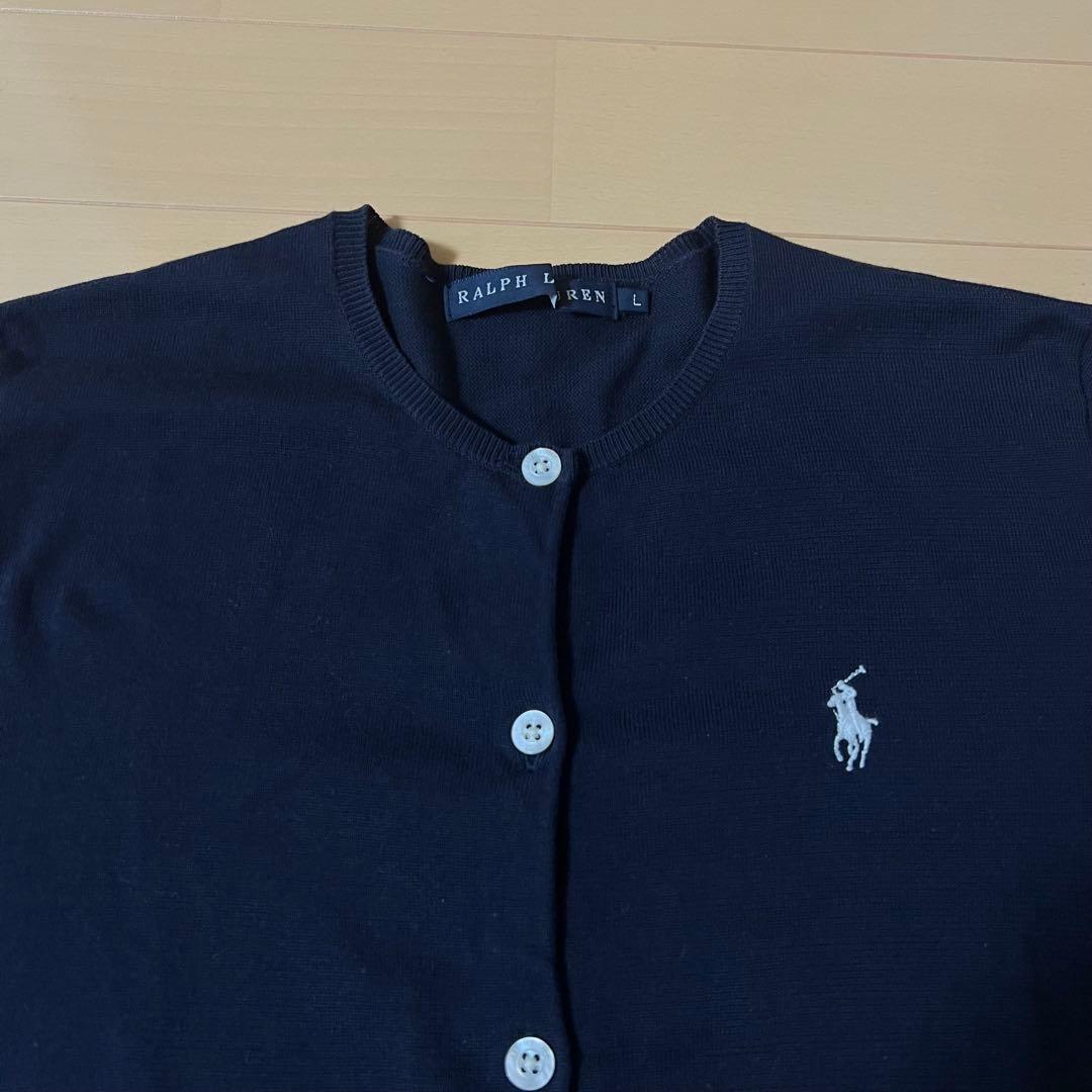 ✨️定番✨️ POLO ラルフローレン シンプル コットン カーディガン ネイビー