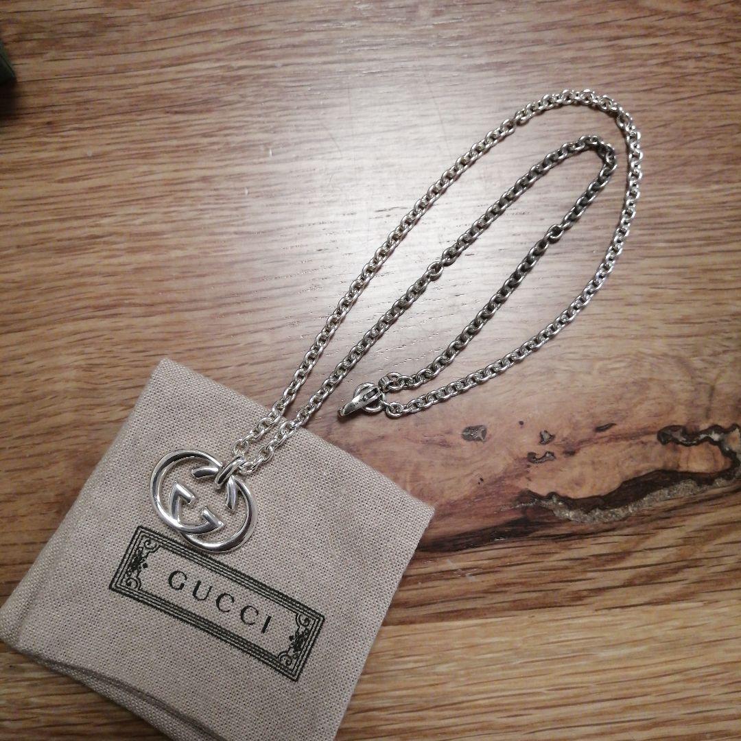 グッチGUCCIインターロッキングネックレスシルバーブリット