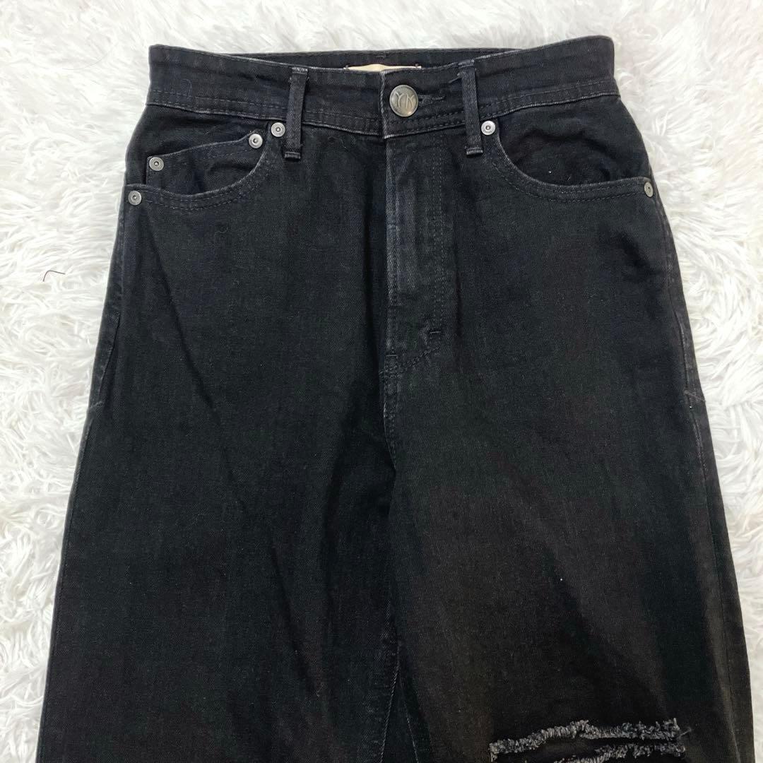 YANUK ヤヌーク Lea レア デニムパンツ 23 ダメージ加工 ブラック