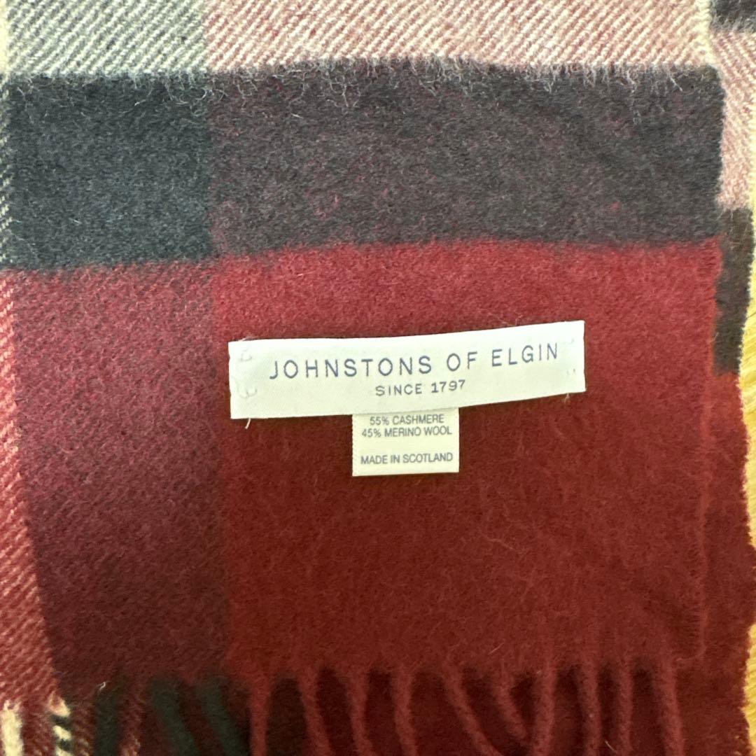 Johnstons of Elgin カシミア×ウール タータンチェックマフラー
