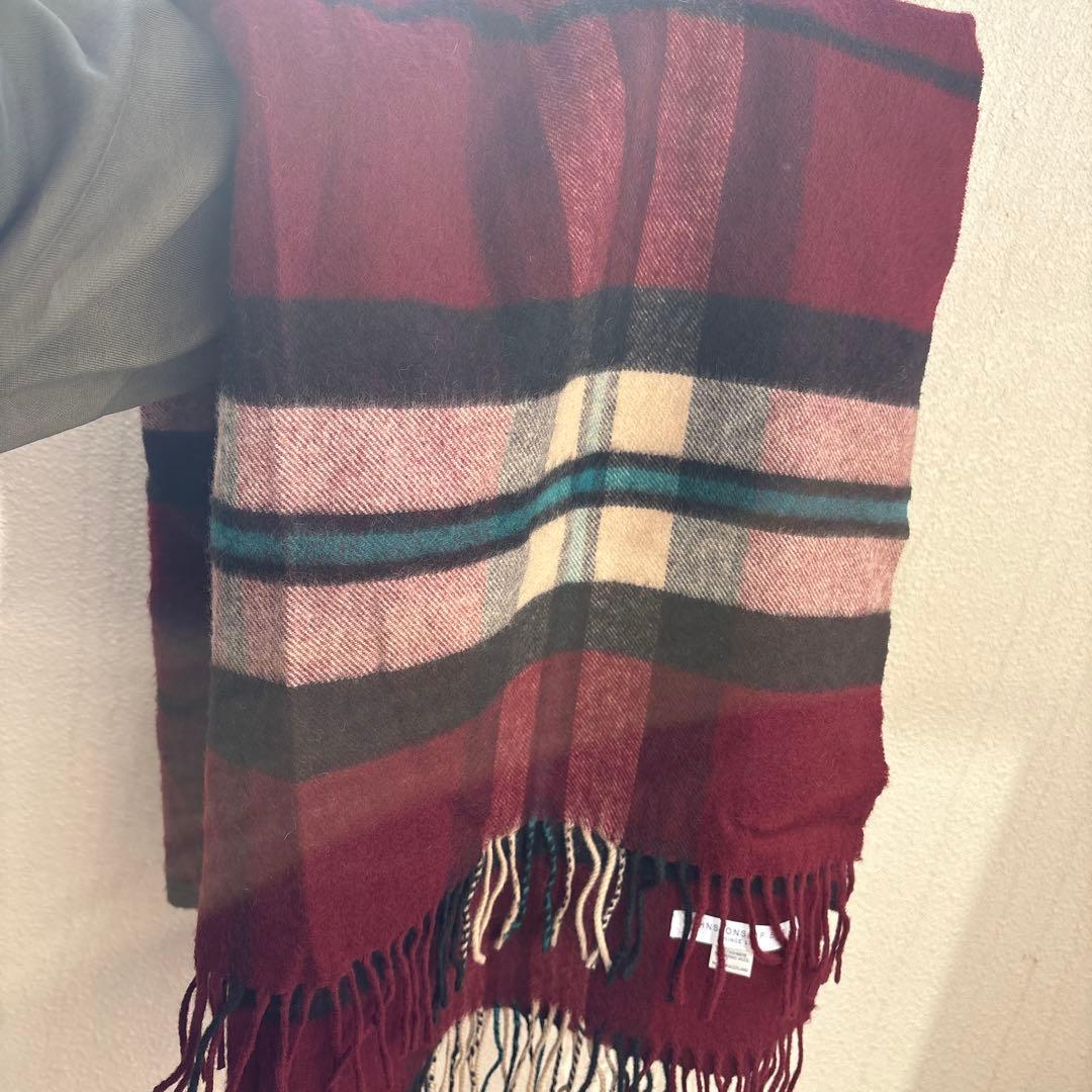 Johnstons of Elgin カシミア×ウール タータンチェックマフラー