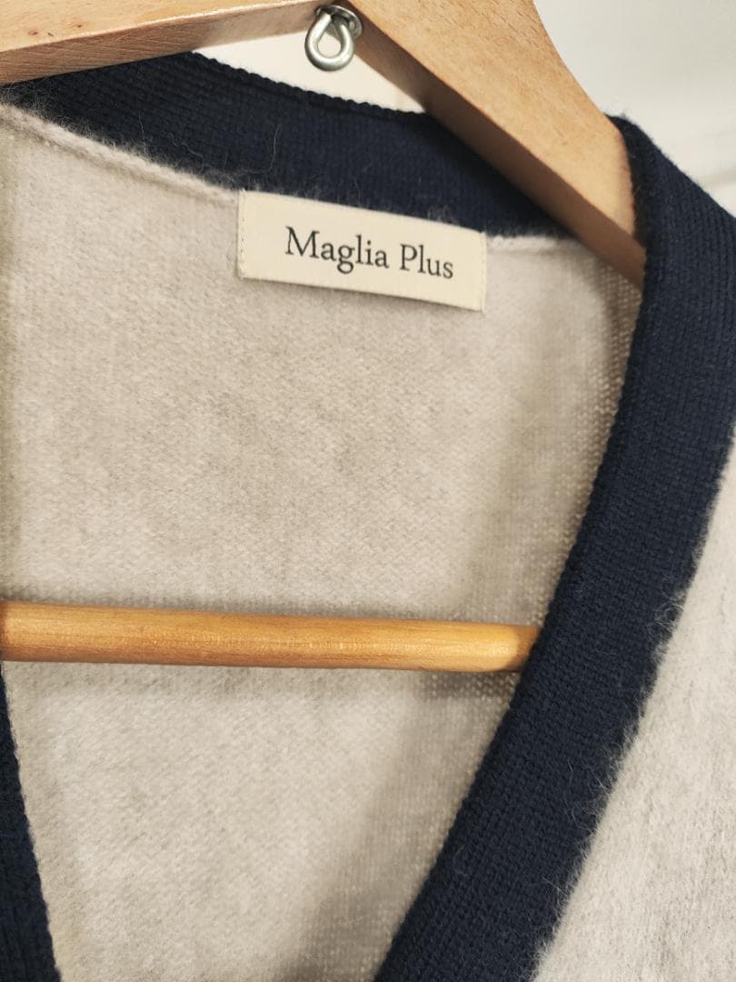 【高級素材】Maglia Plus ラクーン カーディガン ふわふわ 紺配色