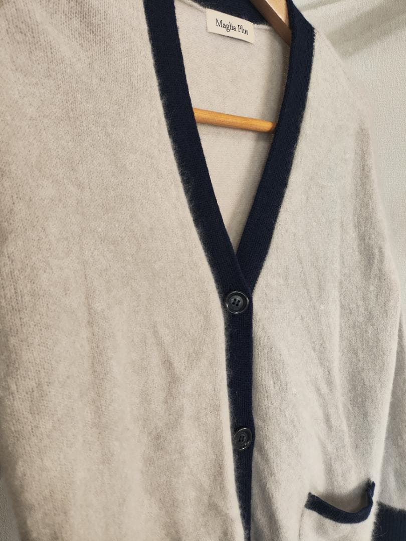 【高級素材】Maglia Plus ラクーン カーディガン ふわふわ 紺配色