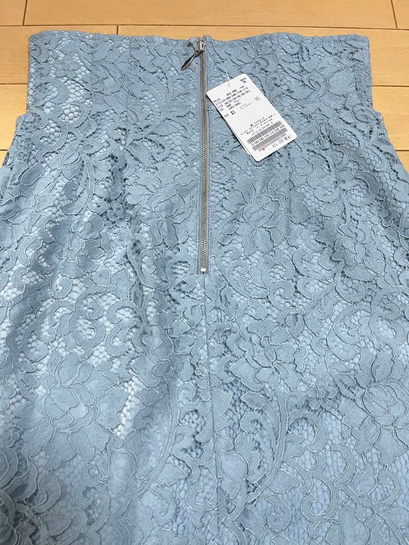 新品／NOBLE ノーブル　リバーレースIラインスカート　サックスブルー