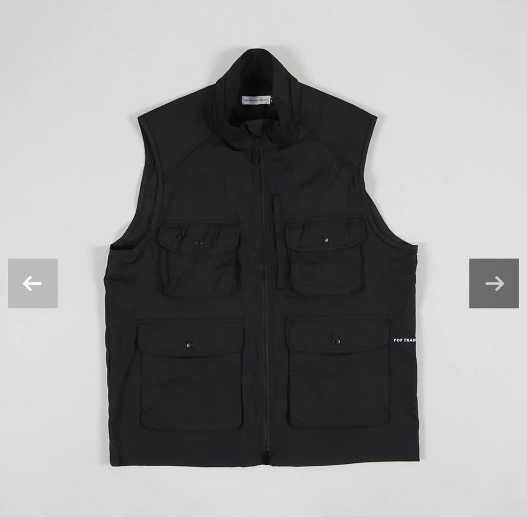 トップス pop trading company safari vest black