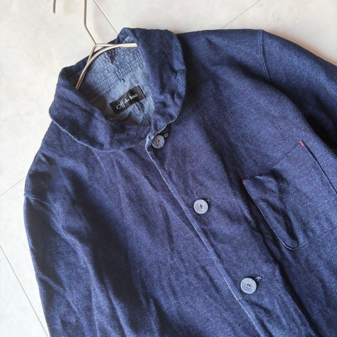 極美品✨日本製 Off du tee インディゴ ワークジャケット 丸襟 紺 M