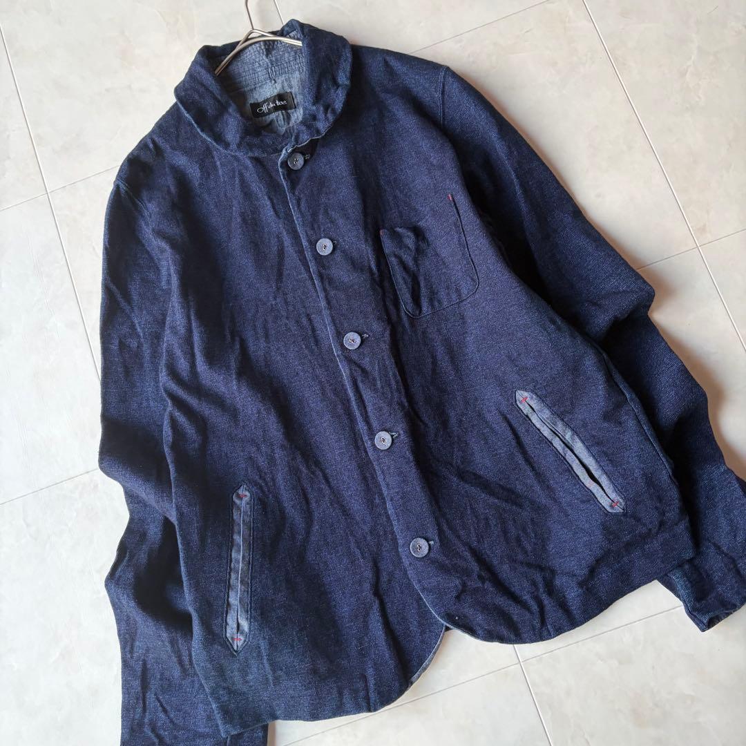極美品✨日本製 Off du tee インディゴ ワークジャケット 丸襟 紺 M