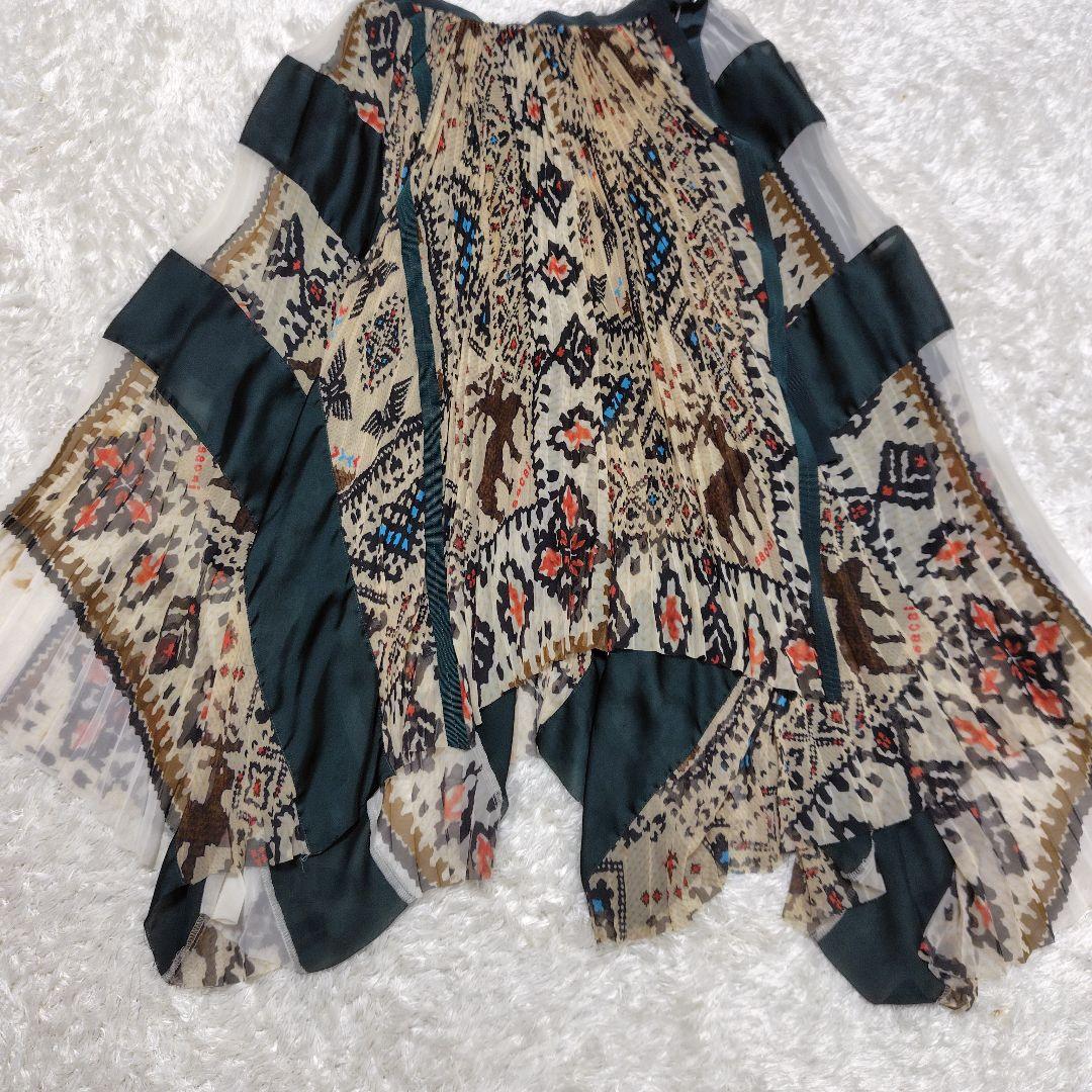 サカイ　sacai　スカート　ラップ　プリーツ　アシンメトリー　フレア　ロング
