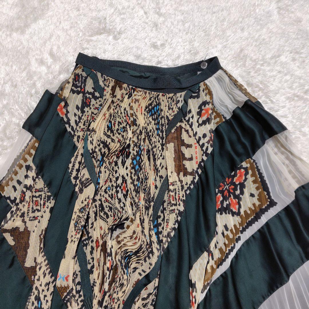 サカイ　sacai　スカート　ラップ　プリーツ　アシンメトリー　フレア　ロング